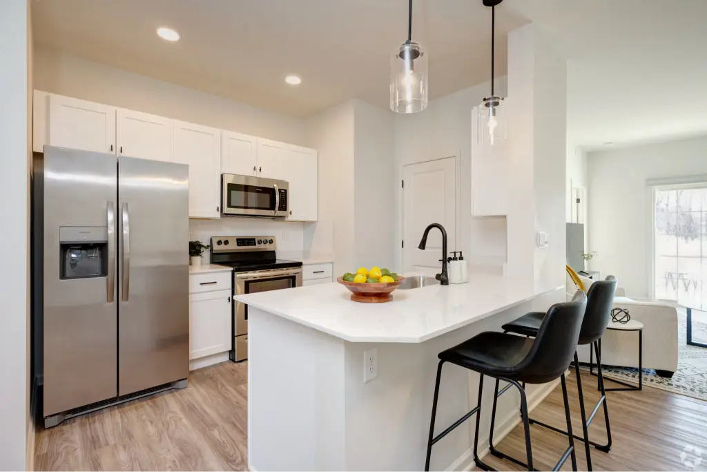 Floor plan A kitchen, 2 bed 2 bath, 1100 sq ft